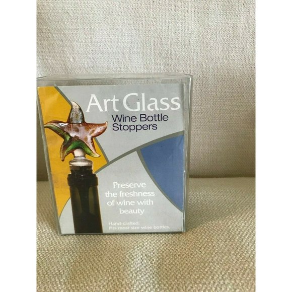 LS Arts Art Glass Wine Bottle Stoppers New In Box - Picture 4 of 5